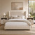 Queen Upholstered Bed Frame, 47" Tall Wingback Headboard, Beige | Cream Suede Upholstered Platform Bed with Wingback Headboard