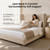 Queen Upholstered Bed Frame, 47" Tall Wingback Headboard, Beige | Cream Suede Upholstered Platform Bed with Wingback Headboard