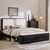 King Bed Frame w/Upholstered Headboard,Storage Bench,Black | Organic Modern,Upholstered Headboard,Footboard Storage Drawers