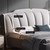 Gray Modern King Size Genuine Leather Wood Bed Upholstered Platform Bed Frame with Headboard