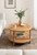 Transitional Boho Circle Woven Rattan Living Room Coffee Table with Storage Shelf Below
