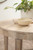 Modern Wavy Round Wood Coffee Table, 28 x 28 x 18, Natural Wood, Decorative Circular Living Room Table with Scalloped Apron