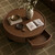 Wood Mid-Century Modern Round Coffee Table with Drawers and Ball Legs | Solid Wood Storage Center Table for Living Room