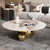 Modern Round Marble Coffee Table, 39.4 inch Marble-Look Top with Gold Ball Base for Living Room, Office