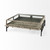 Pemberly Row Square Glass Top Display Coffee Table, 42"x42"x15", Gray Textured Wood Frame, Matte Black Iron Base