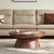 35.43" Round Coffee Table for Living Room – Modern Walnut Veneer Center Table with Lipped Edge
