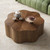 Flower Shaped Coffee Table, 35.43" Walnut Wood Living Room Table
