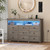 9 Drawer Dresser for Bedroom with LED Lights, Charging Station, Wood Chest of Drawers with Metal Handles