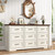 Embossed Roman Column Wood Rustic 63 Inch Wide Dresser & Chest of Drawers with Rustic Handles,Tall Storage Organizer for Bedroom