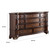 Benjara Prio Wide Dresser, 11 Drawers, Top, Carved Cherry Brown, Solid Wood, Marble and polyresin