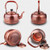 Rustic Copper Whistling Kettle, Ergonomic Stovetop Tea Pot