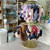 Rotatable Round Clothes Rack, 2-tier Retail Kids Garment Rack with Top Shelf and Wheels  for Boutique