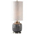 BOWERY HILL Contemporary Table Lamp, 32 in Tall Ceramic Base with Aged Gray and Khaki Finish, Antiqued Brass Accents