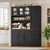 Storage Cabinet with Microwave Stand &Power Outlet,Black