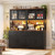 Kitchen Pantry Cabinet with LED Light & Outlet, Microwave Stand
