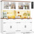 71" Kitchen Pantry Cabinet with LED Light & Outlet, Microwave Stand