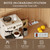 BORNOON Pantry Cabinet with Charging Station and Light, Tall Kitchen Pantry Storage Cabinet with Microwave Stand, Wide Fluted Kitchen Hutch with Storage Drawers and Adjustable Shelves for Dining Room