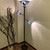 Tiffany Style Stained Glass Torchiere Floor Lamp with Sidelights for Reading Home Decor, 70-inches Tall (Dark Blue)