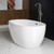 White Acylic Soaking Bathtub with Brushed Nickel Drain
