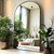 KOMCOTE Full Length Floor Mirror, 91x46 Inch Oversized Arched Standing Mirror in Black for Bedroom
