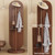Rotating Full Length Mirror with Coat Rack, Solid Wood Floor Standing Dressing Mirrors, for Bedroom Living Room Dressing Room(Walnut,56x166cm)