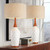 Rocco 30" Large Table Lamps Set of 2 White Ceramic Mid Century Modern Oak Geometric Wood Bedroom Living Room Bedside Nightstand