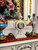 Hand-Painted Porcelain & Bronze Mantel Clock, Luxury White 24-Inch