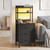 Fixwal 41 Inch Tall Nightstand with Charging Station for Dorm, Black
