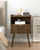 JOONEE Nightstand,Modern Bedside Table with Storage Drawer and Open Wood Shelf, for Living Room, Bedroom and Small Spaces, Accent Night Stand with Solid Wood Legs, Easy Assembly,Walnut Brown