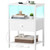 BOLUO White Nightstand with Charging Station, LED Night Stand with Fabric Drawers and Shelf, Bedside Table with USB Ports and Outlets, Bedroom Nightstand Modern