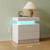 Modern White LED Nightstand for Bedroom Bedside Table with 2 Wood Drawers