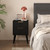 YAUKOMEL Fluted Nightstand with 2 Drawers,Black Bedside Table