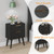 YAUKOMEL Fluted Nightstand with 2 Drawers,Black Bedside Table