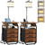 runjuly Floor Lamp with Table Set 2, End Table with Light & Charging, Brown