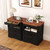 Yusong Farmhouse Night Stand with Gun Drawer & Invisible Lock, Rustic Wooden Night Stand with Charging Station, Beside Table with Drawers and Open Storage, End Tables for Bedroom, Black