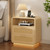 LIKIMIO 25" Wide Nightstand with Charging Station, LED Light, Oak Natural