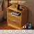 LIKIMIO 25" Wide Nightstand with Charging Station, LED Light, Oak Natural