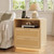 LIKIMIO 25" Wide Nightstand with Charging Station, LED Light, Oak Natural