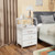 Furnulem White Night Stand with 3 Fabric Drawers, Small Bedside Table