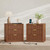 23.6" Walnut Fluted Nightstand Set of 2 with Charging Station and 3 Drawers