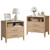 UZUXNUX Fluted Queen Size Nightstand Set of 2, 27 inch Wide End Table with 2 Drawers, Modern Wood Bedside Table for Bedroom, Natural Oak