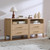 UZUXNUX Fluted Queen Size Nightstand Set of 2, 27 inch Wide End Table with 2 Drawers, Modern Wood Bedside Table for Bedroom, Natural Oak