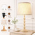 Farmhouse Table Lamps Set of 2, 21" Vintage Nightstand Desk Lamps with Linen Shades, Rustic Resin Bedside Lamps for Bedroom, Living Room, Office, Includes LED Bulbs with 3 light settings, Beige