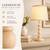 Farmhouse Table Lamps Set of 2, 21" Vintage Nightstand Desk Lamps with Linen Shades, Rustic Resin Bedside Lamps for Bedroom, Living Room, Office, Includes LED Bulbs with 3 light settings, Beige