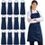 Syntus 12 Pack Apron with 2 Pockets Aprons for Men Women, Polyester, Blue