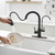 Black Kitchen Faucets with Water Filter and Pull Down Sprayer,Kitchen Sink Faucet,Two Handle Kitchen Sink Faucet with Pull Down Sprayer for 3 Function,Kitchen Faucets Without Water Filtration Device