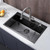 VESLA HOME 30 inch Drop in Black Kitchen Sink, Single Bowl Stainless Steel Handmade Topmount Kitchen Sinks with Dish Grid and Drain