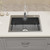 Bathenum 22" x 18" Drop in Kitchen Sink 304 Stainless Steel Single Bowl Topmount Bar Sink with Drain Kit and Bottom Grid, Black