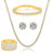 Gemsme 18K Yellow Gold Plated Tennis Necklace/Bracelet/Earrings/3 Row Ring Sets Pack of 4 (10)
