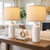 Innqoo 22.6" Modern Ceramic Bedside Lamps Set of 2, Lamps for Bedroom,White